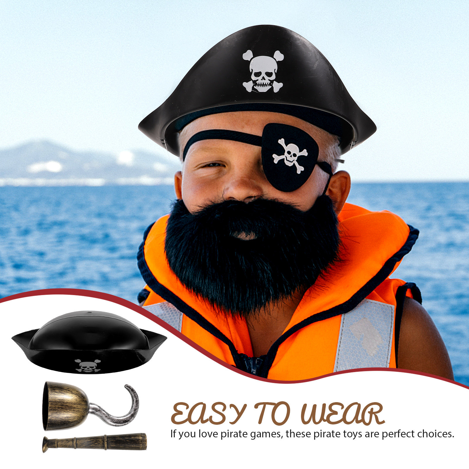 1 set piratenkostuum, eenvoudi - Easy Cosplay Prop recensie en prijs